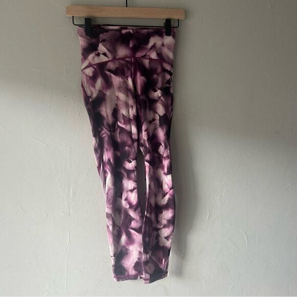Lululemon Wunder Under High Rise Leggings Blossom Purple White Size 4 - Picture 2 of 9